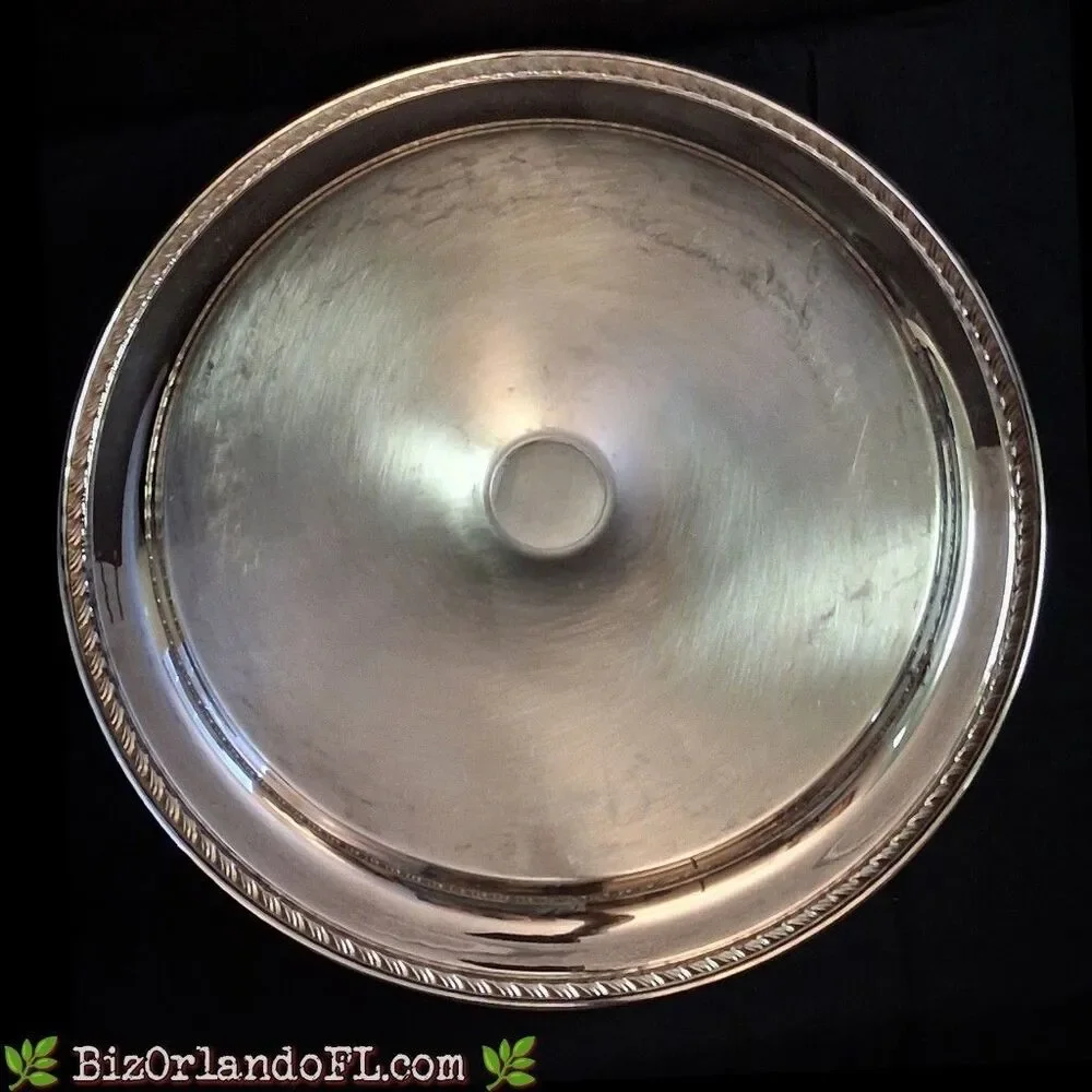 VINTAGE: Wm. Rogers Silverplate Chip & Dip Platter / Center Bowl / Etched Floral